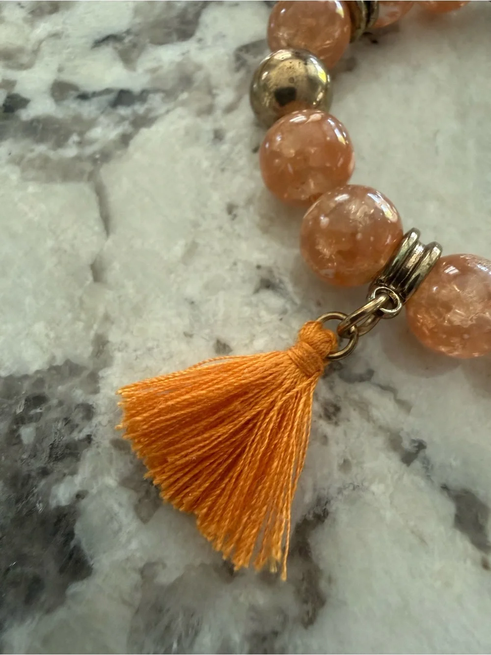 Handcrafted Charm Speckled Glass Beaded Bracelet Tassels elephant leaf‎ stretch